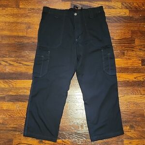 Carhartt Womens Cargo Utility Black Wide Leg Rip Stop Scrub Pants Medium Short